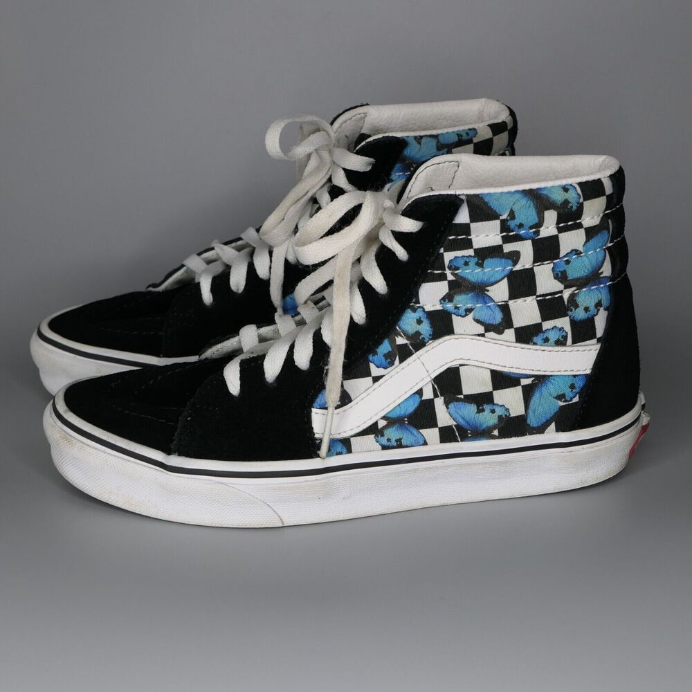 Vans Sk8-Hi Blue Butterfly Skateboarding Sneakers Size 5.0 Men / 6.5 Women EUC